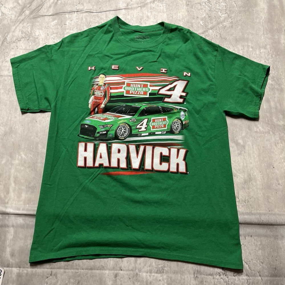Kevin Harvick Hunt Brothers Pizza Stewart Haas Racing Nascar Shirt L Green